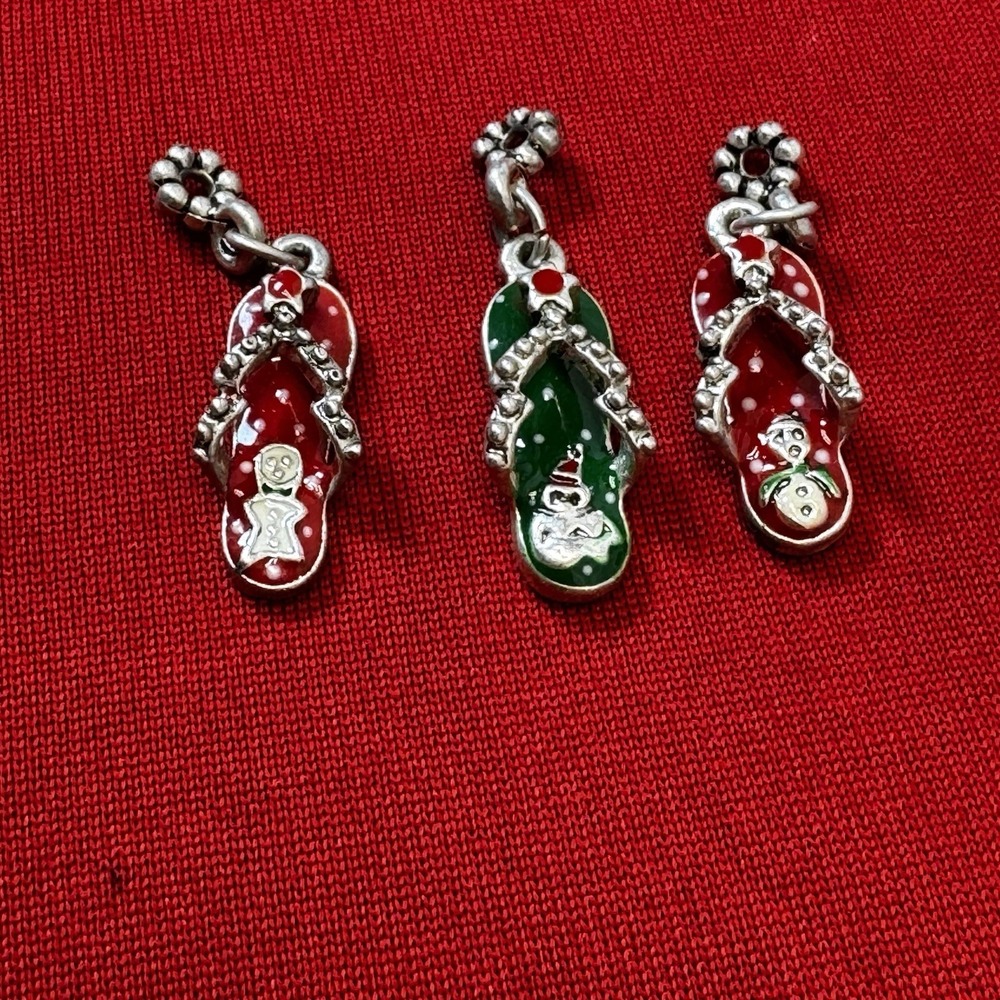 Lot Of 3 Christmas‎ Themed Flip Flip Charms